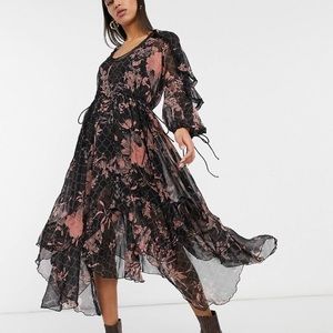Brand new ASOS design drape ruffle midi dress